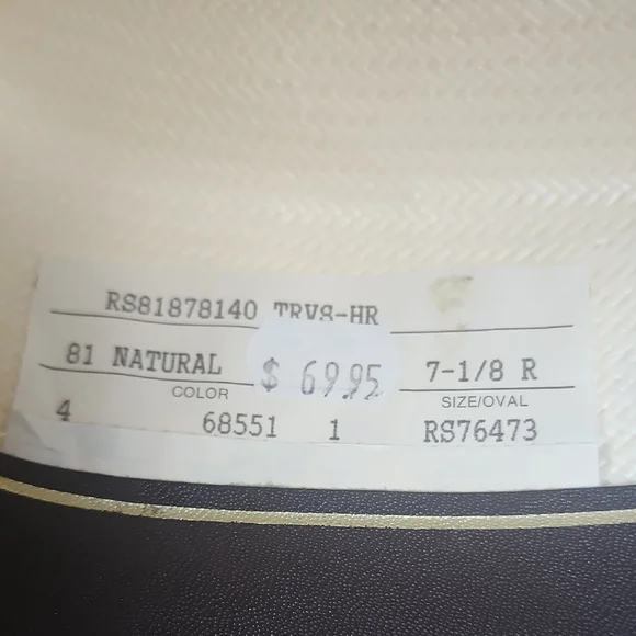 Resistol Natural Cream Straw Western Cowboy Hat with Brown Band Size 7 1/8 R NEW